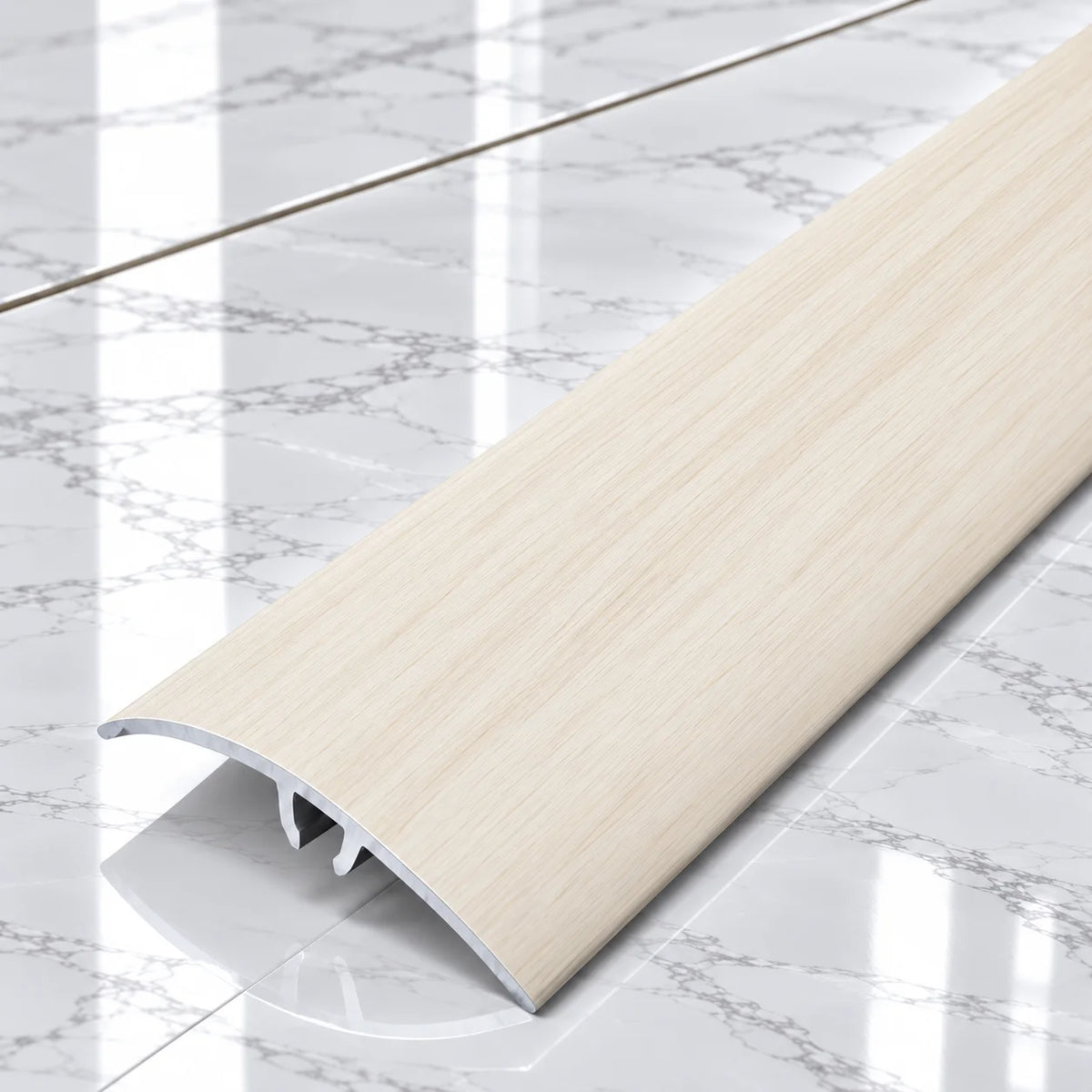 50mm Wood Effect Aluminium Adjustable Threshold Strip In White Pine Color