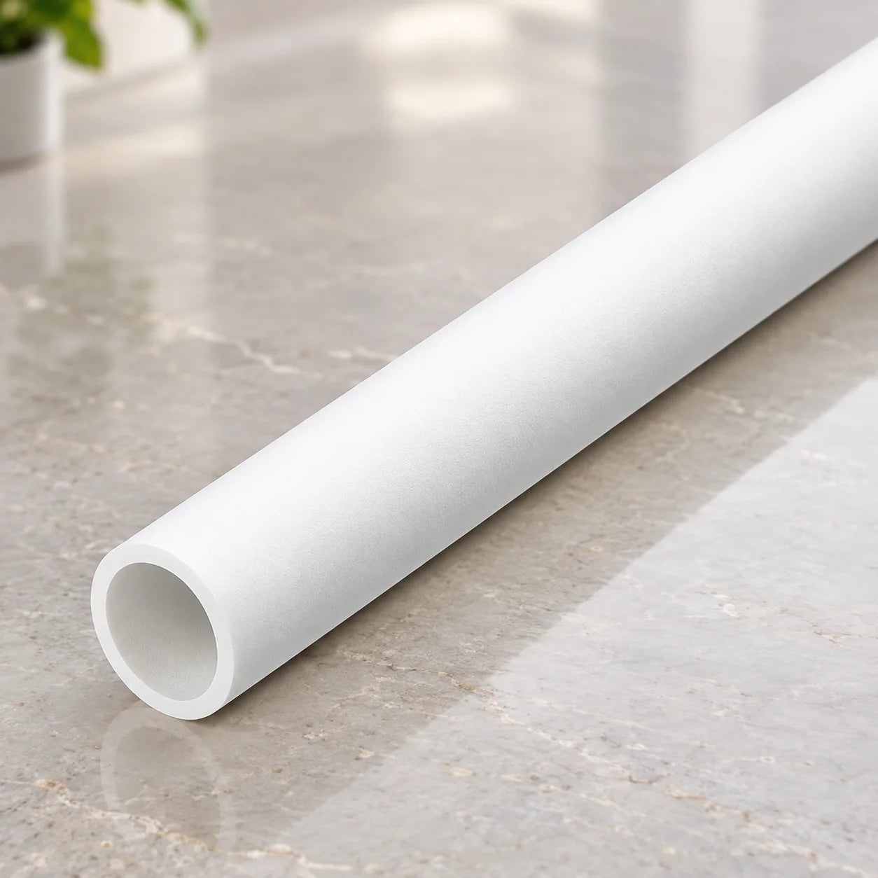 PVC Plastic Round Pipe Tube White -1m / 39.37" Length 