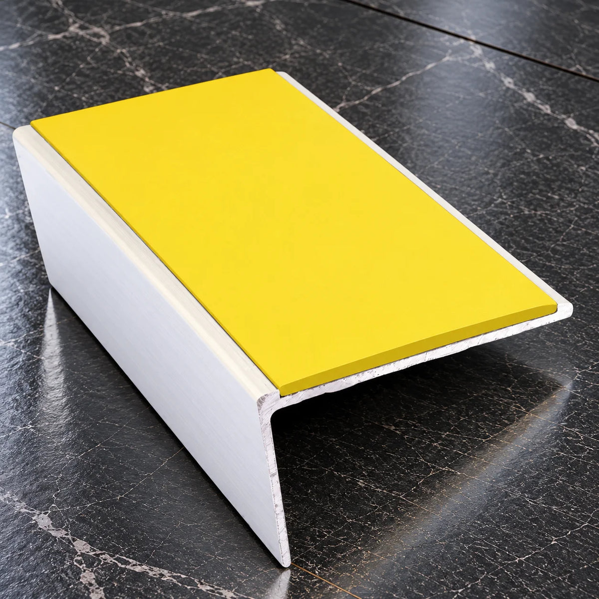 NSL02 57 x 32mm Aluminium Rakeback Stair Nosing with PVC Insert In Yellow Color