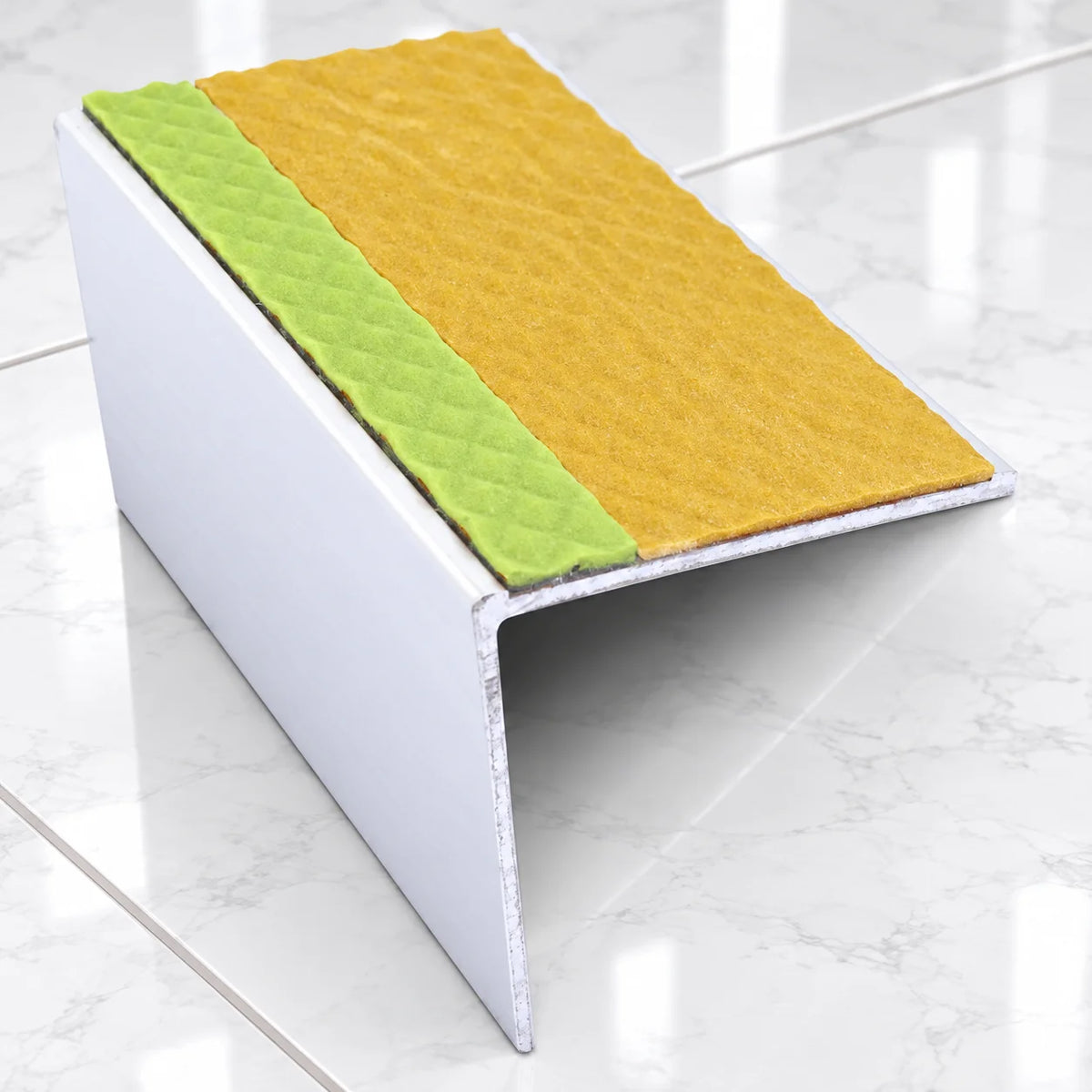 ASL20 57x55mm DDA Aluminium Non-Slip Stair Nosing In Yellow Tredsafe