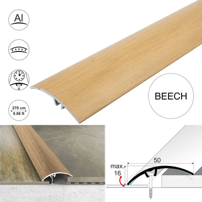 A65 50mm Heavy Duty Aluminium Wood Effect Door Threshold Strip – No Visible Screws