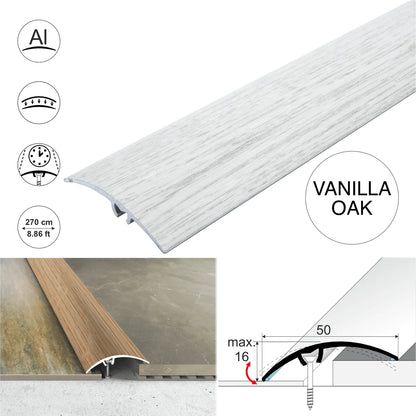A65 50mm Heavy Duty Aluminium Wood Effect Door Threshold Strip – No Visible Screws