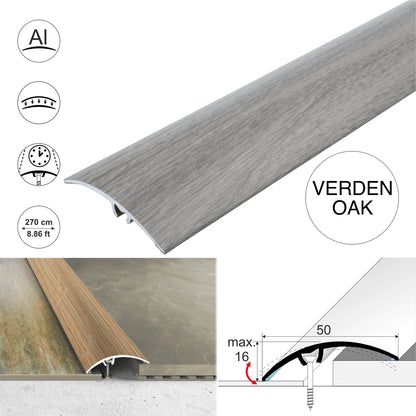 A65 50mm Heavy Duty Aluminium Wood Effect Door Threshold Strip – No Visible Screws