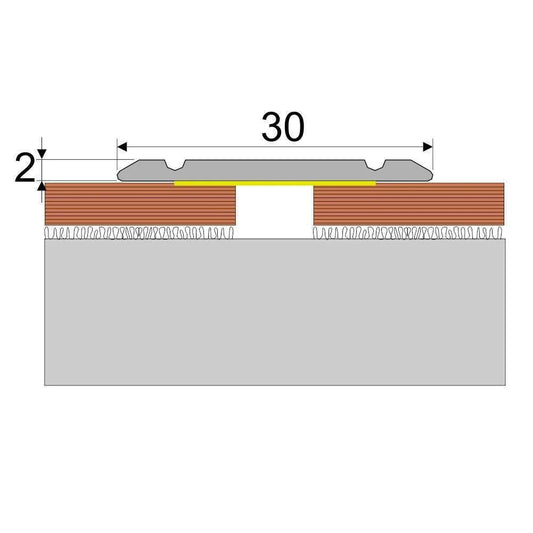 A02 30mm Anodised Aluminium Flat Self Adhesive Door Threshold Strip