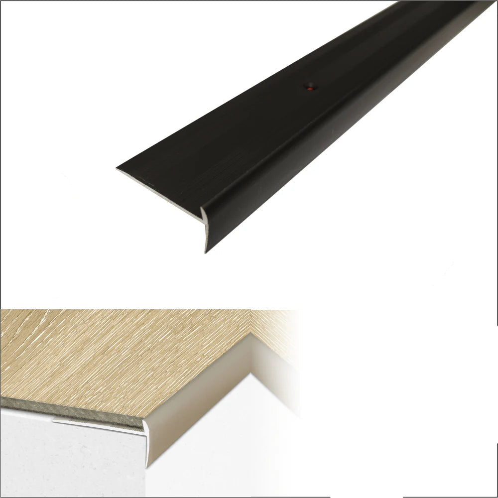 Black C27 Aluminium LVT Stair nosing Edge for Flooring 