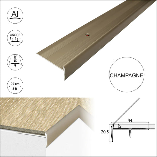 Champagne C27 Aluminium LVT Stair nosing Edge for Flooring 