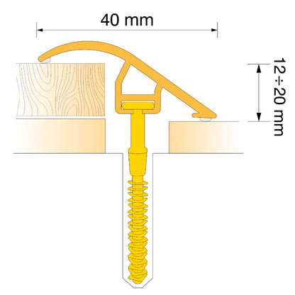 C40 40mm Pvc Wood Effect Door Threshold Ramp Profile