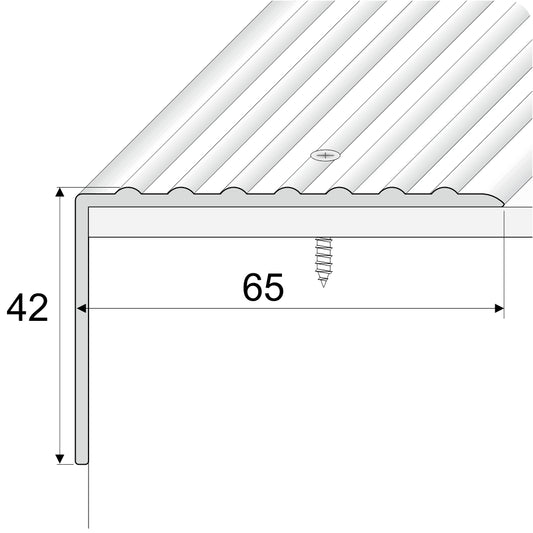 A32 65 x 42mm Anodised Aluminium Non Slip Ribbed Treads Stair Nosing Edge Trim