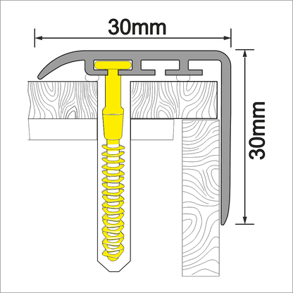 D-K0200 30 x 30mm Pvc Wood Effect Stair Nosing Edge Trim