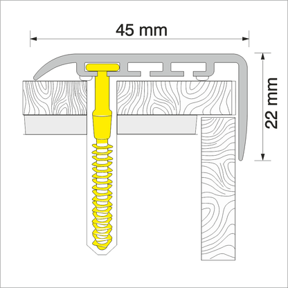 Diagram of a screw with dimensions labeled on a white background