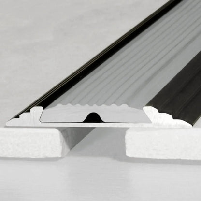 A10 50mm Heavy Duty Flat Anodised Aluminium Threshold Strip with Anti-Slip Rubber – For Floors & Stairs