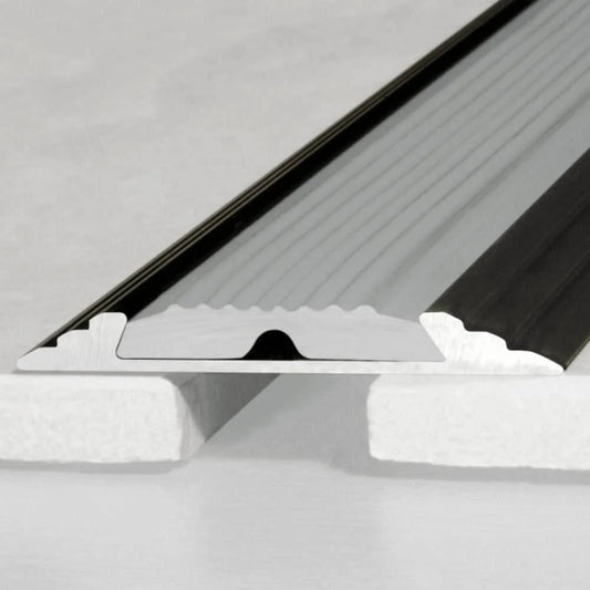 A10 50mm Heavy Duty Flat Anodised Aluminium Threshold Strip with Anti-Slip Rubber – For Floors & Stairs
