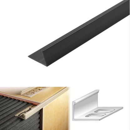 PVC Straight Edge L shaped Tile Trim 8,10,12.5mm Depth