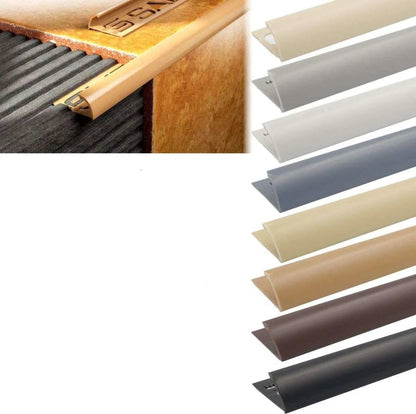 PVC Round Edge tile trim in 8, 10, or 12.5mm depth. 2.5m length. Ideal for tile edges, borders, or floor transitions. Clean, durable finish for wall or floor use.