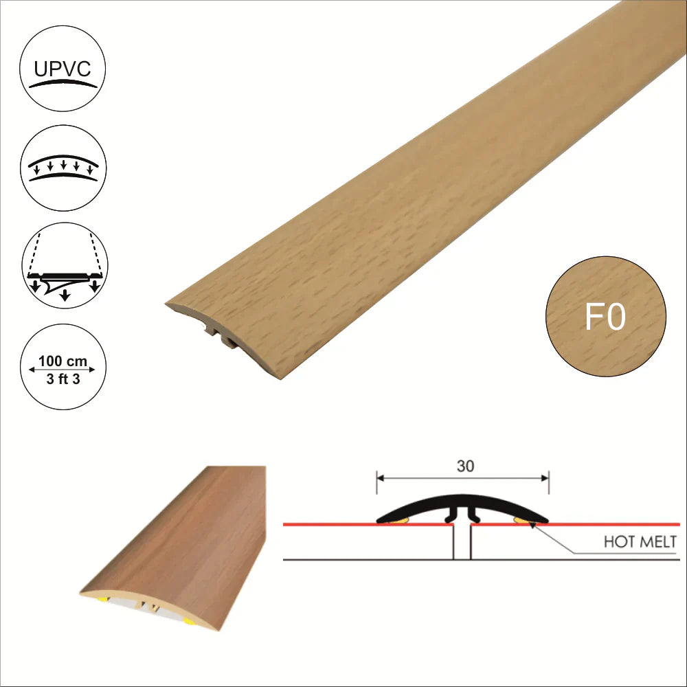 M-M0300 30mm Pvc Wood Effect Flat Self Adhesive Door Threshold Strip