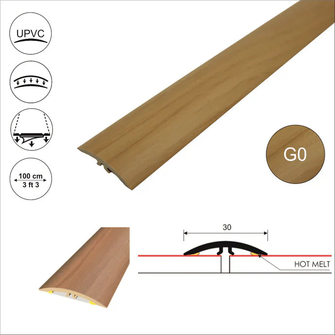 M-M0300 30mm Pvc Wood Effect Flat Self Adhesive Door Threshold Strip