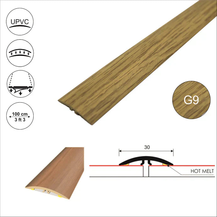 M-M0300 30mm Pvc Wood Effect Flat Self Adhesive Door Threshold Strip