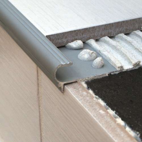 NAT Tile-In Bullnose Stair Edge Profile for 10mm &amp; 12mm Tiles – Aluminium Non Slip Nosing Trim