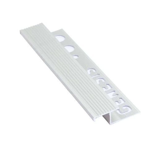 NLT Aluminium Tile-In Stair Nosing with Grooved Grip Step Edge Trim for 10-12.5mm Tiles
