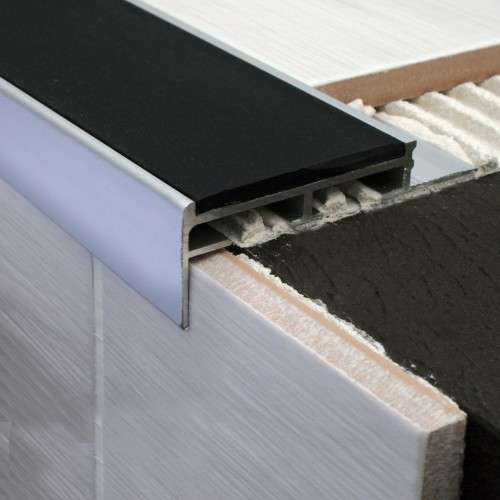 NTS 2.8m Slimline Ceramic Tile-In Non-Slip Aluminium Stair Nosing – PVC Insert