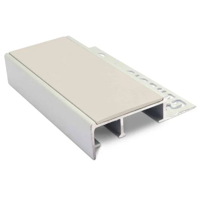 NTS 2.8m Slimline Ceramic Tile-In Non-Slip Aluminium Stair Nosing – PVC Insert