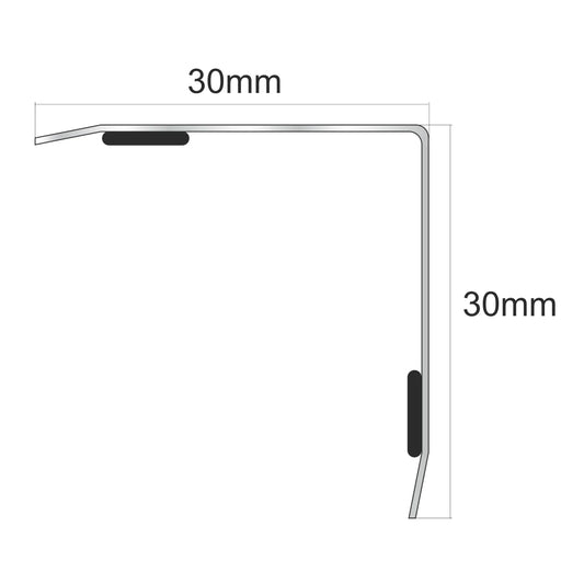 Stainless steel angle wall cladding corner trim protector bevelled edges 30x30mm