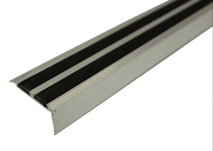 SA11 40 x 20mm Non Slip Rubber Aluminium Stair Nosing Edge Trim With Insert External Use