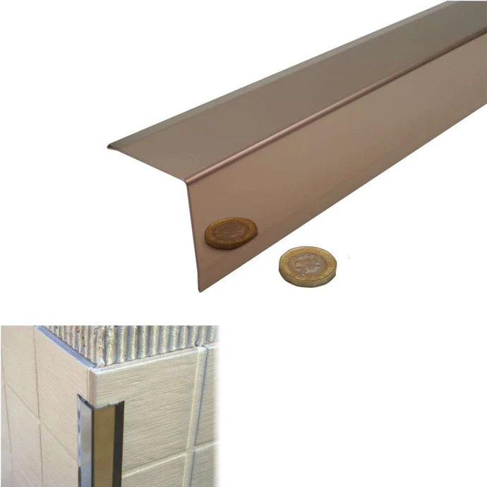Stainless steel angle wall cladding corner trim protector bevelled edges 50x50mm