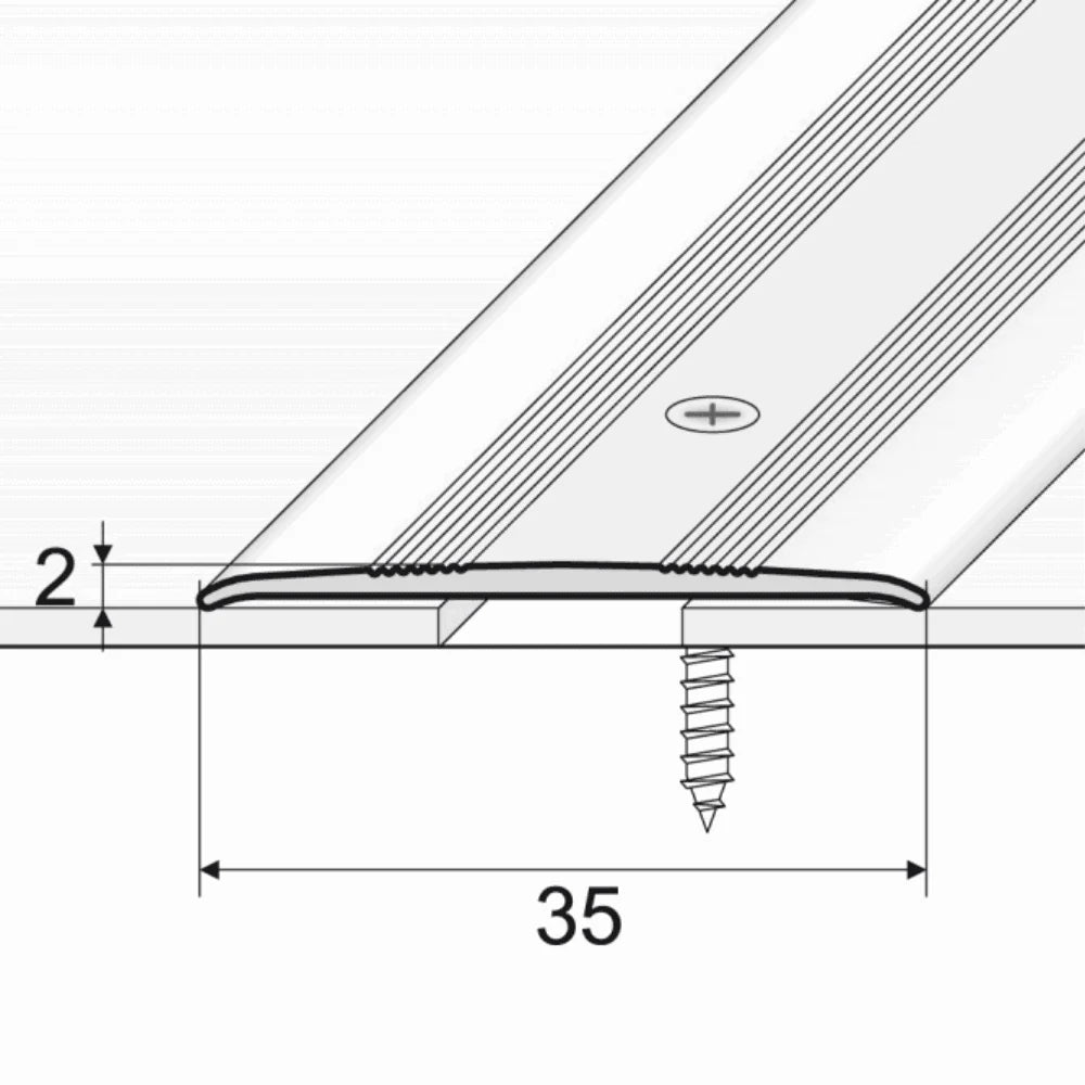A08 35mm Anodised Aluminium Flat Door Threshold Profile